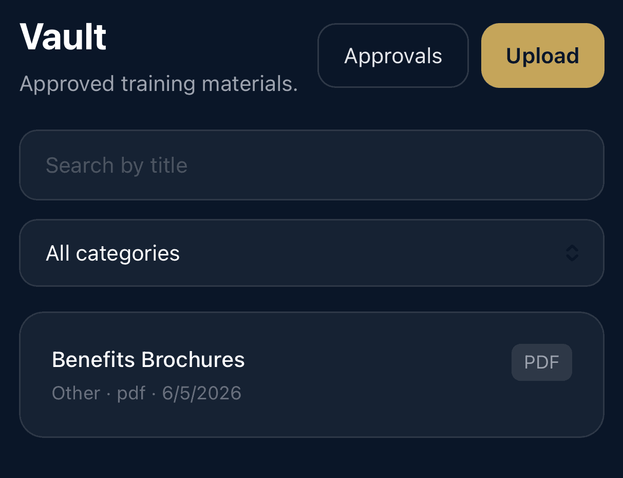 Agent Elite training vault content library